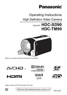 Panasonic HDC TM 90 manual. Camera Instructions.